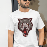 Wolf Head Mascot Premium Round Neck T-Shirt