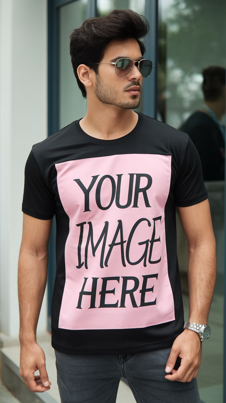 Customize Your Design - Premium Round Neck T-Shirt - Black